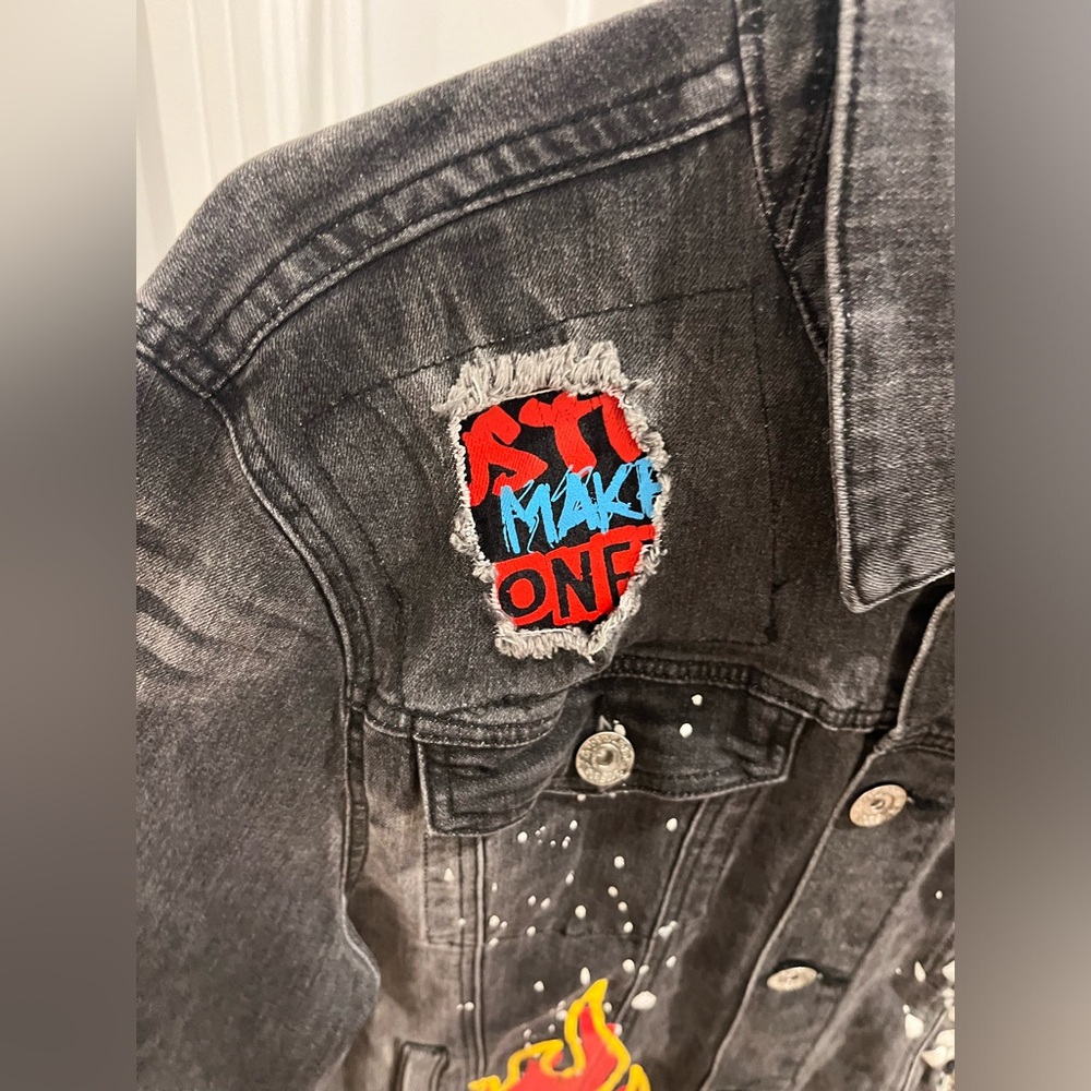 Mens Rebel (R3bel) Jean Jacket Size Large - Picture 6 of 11